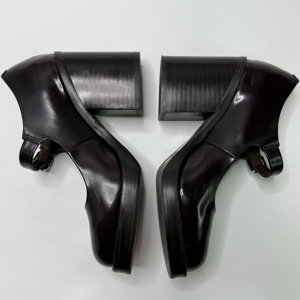 Jeffrey Campbell Mary Jane Heels Leather Mahogany Size 6 Pumps Buckle Strap - Picture 6 of 12